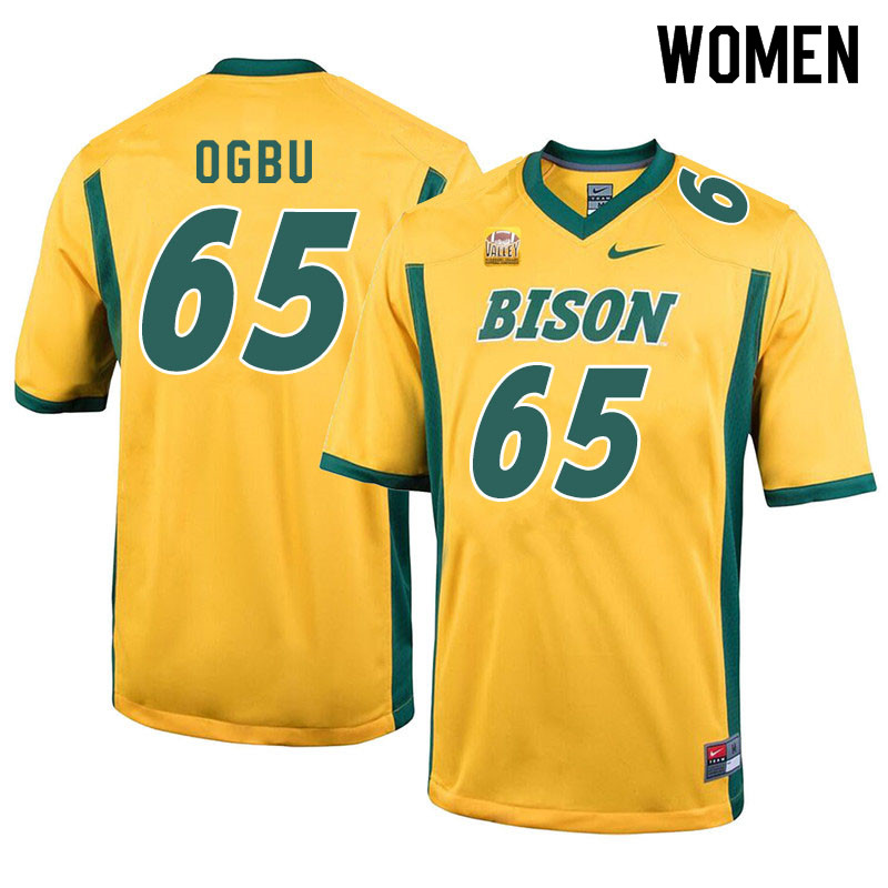 Women #65 Bartholomew Ogbu North Dakota State Bison College Football Jerseys Sale-Yellow - Click Image to Close